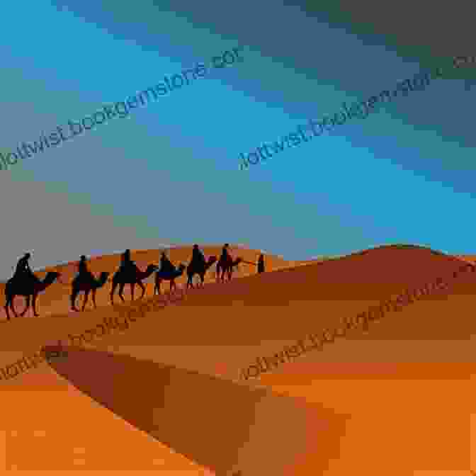 A Camel Caravan Traverses The Golden Sands Of The Arabian Desert, With The Mountains In The Distance. Al Ain United Arab Emirates (The World Through My Lens)