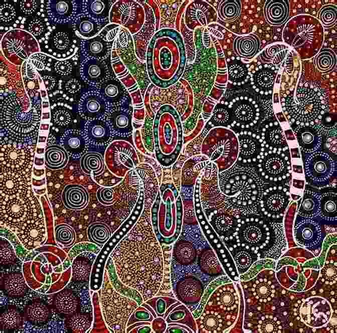 A Vibrant And Intricate Indigenous Artwork Depicting The Dreamtime Stories And Ancestral Connections To The Land, Showcased On A Rock Surface In The Outback. Red Dust Dreams: True Story Of Life In The Australian Outback