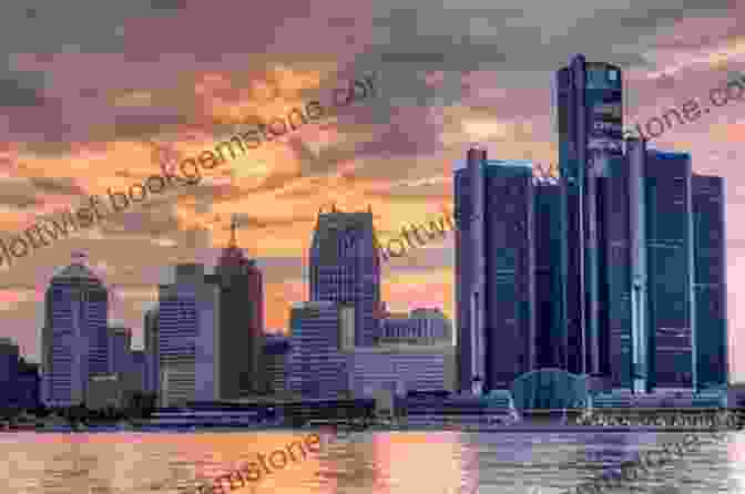 Detroit Skyline At Dusk, A Mix Of Skyscrapers And Abandoned Buildings Leaving Detroit Queen T