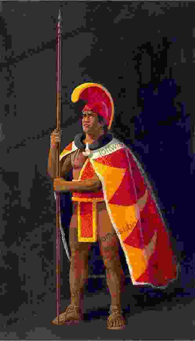 King Kamehameha The Great, Wearing A Feather Helmet And Cape, Holding A Spear And Standing On A Rock Overlooking The Ocean King Kamehameha The Great: Warrior King Of The Hawaiian Islands