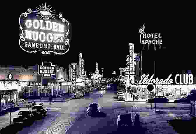 Las Vegas In The 1950s, With The Famous Fremont Street Lined With Casinos And Bright Lights. Las Vegas Then And Now Version 5