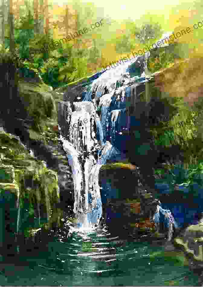 Step By Step Watercolor Painting Of A Tranquil Waterfall Cascading Over Rocks, Surrounded By Lush Greenery 15 Step By Step Watercolor Paintings: Watercolor Painting Instruction