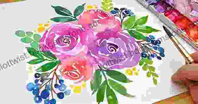 Step By Step Watercolor Painting Of A Vibrant Floral Bouquet, Featuring Colorful Petals And Lush Foliage 15 Step By Step Watercolor Paintings: Watercolor Painting Instruction
